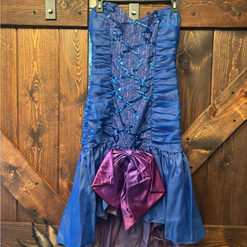 80s Prom Dress Vintage Roberta Blue and Purple 1989 prom formal dress